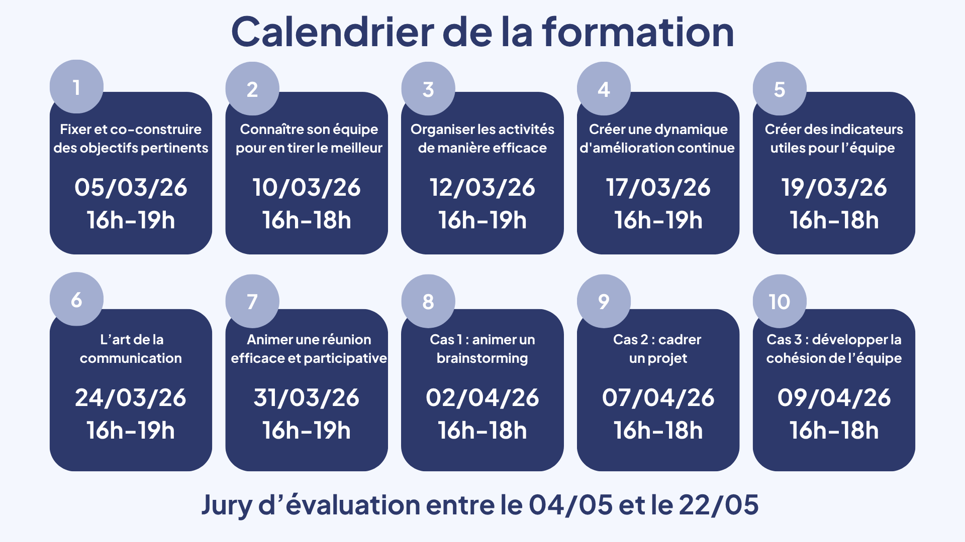 Calendrier formation innizio 2026